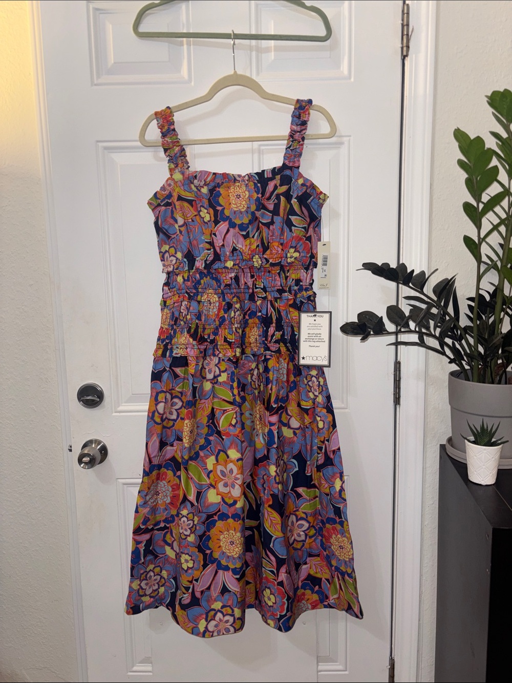Eliza J Multicolor Floral Sundress with Pink & Orange Accents, 100% cotton